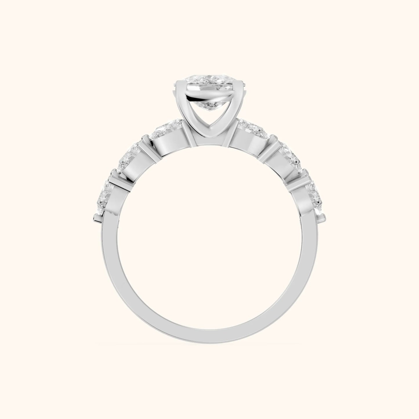 Iris Cushion Diamond Bridal Set in Platinum - FingerView