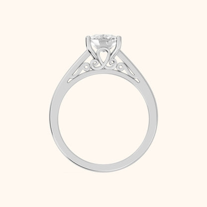 Iris Vintage Cushion Diamond Engagement Ring in White Gold - FingerView