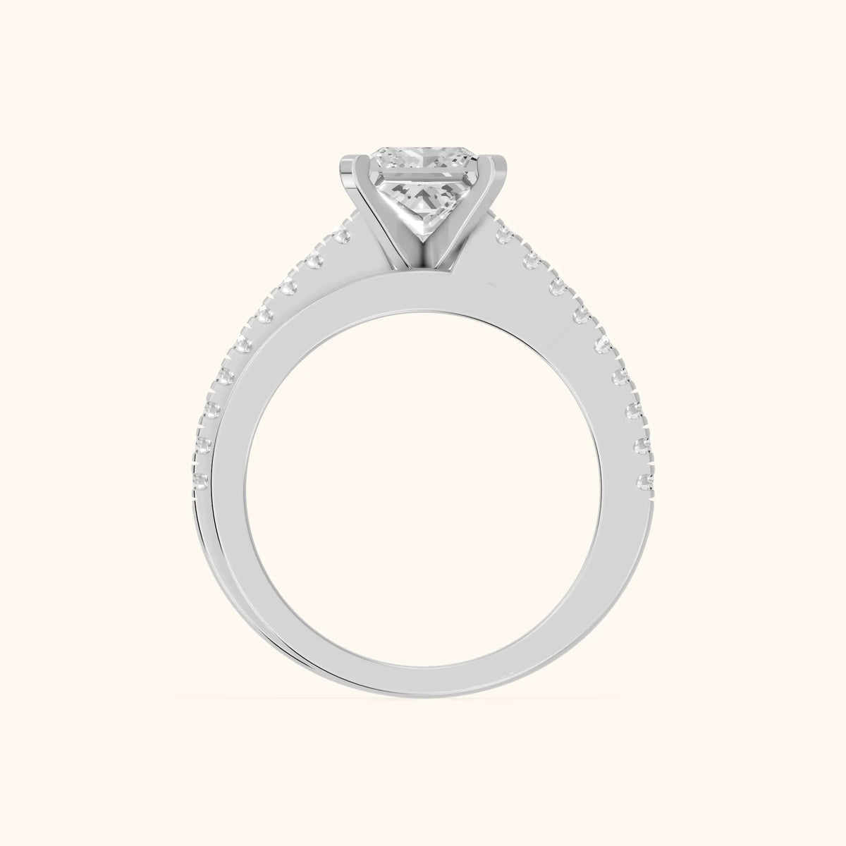 Edith Criss Cross Pavé Princess Diamond Engagement Ring in White Gold - FingerView.webp