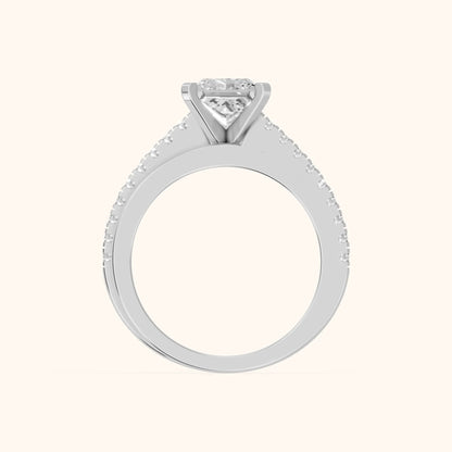 Edith Criss Cross Pavé Princess Diamond Engagement Ring in White Gold - FingerView.webp