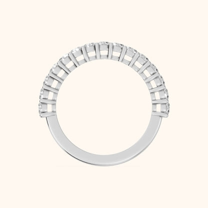 Gala Shared Prong Round Diamond Half Eternity Band in White Gold - FingerView