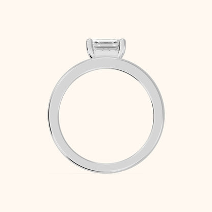 Maisie Four Prong Solitaire Asscher Diamond Engagement Ring in Platinum - FingerView.webp