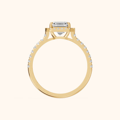 Mabel Halo French Pavé Asscher Diamond Engagement Ring in Yellow Gold - FingerView.webp