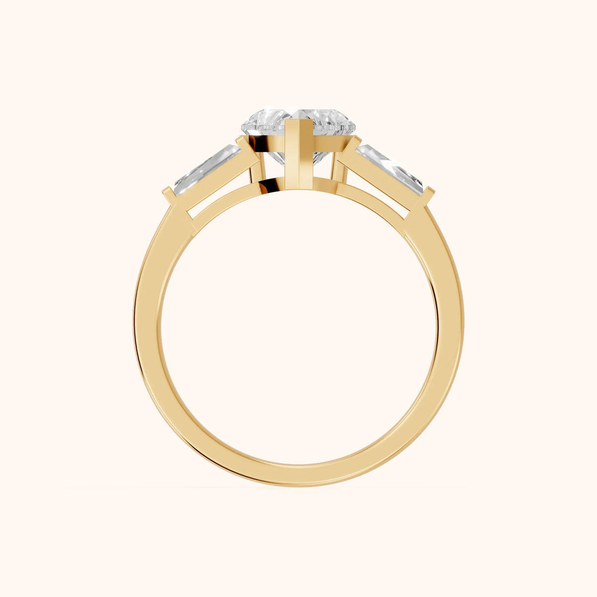Winnie Three-Stone Heart Diamond Engagement Ring in Yellow Gold - FingerView.webp