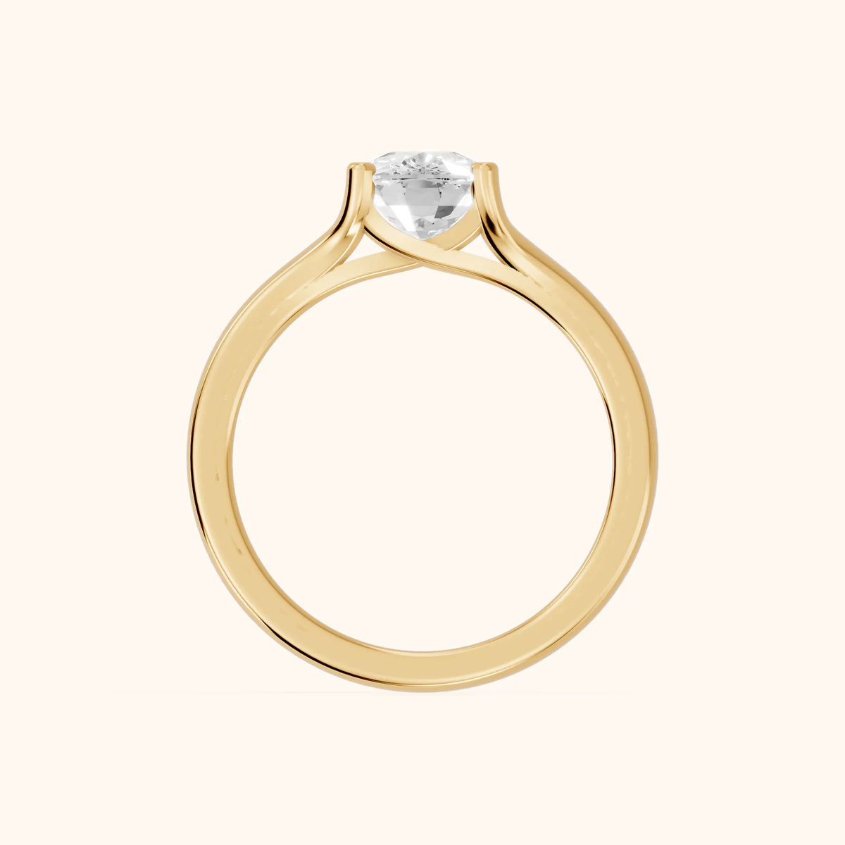 Nell Split Shank Solitaire Cushion Diamond Engagement Ring in Yellow Gold - FingerView.webp