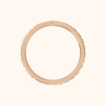 Clara Tapered Riviera Round Diamond Eternity Band in Rose Gold - FingerView