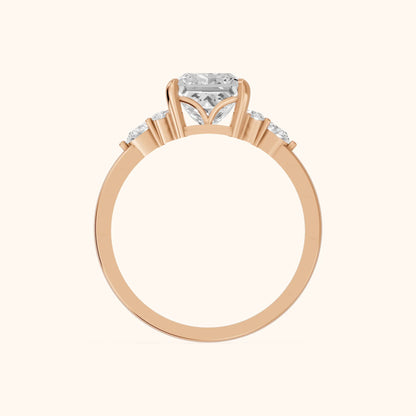 Amelia Three Stone Princess Diamond Engagement Ring in Rose Gold - FingerView