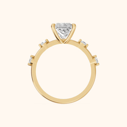 Elena Radiance Princess Cut Diamond Engagement Ring in Yellow Gold - FingerView