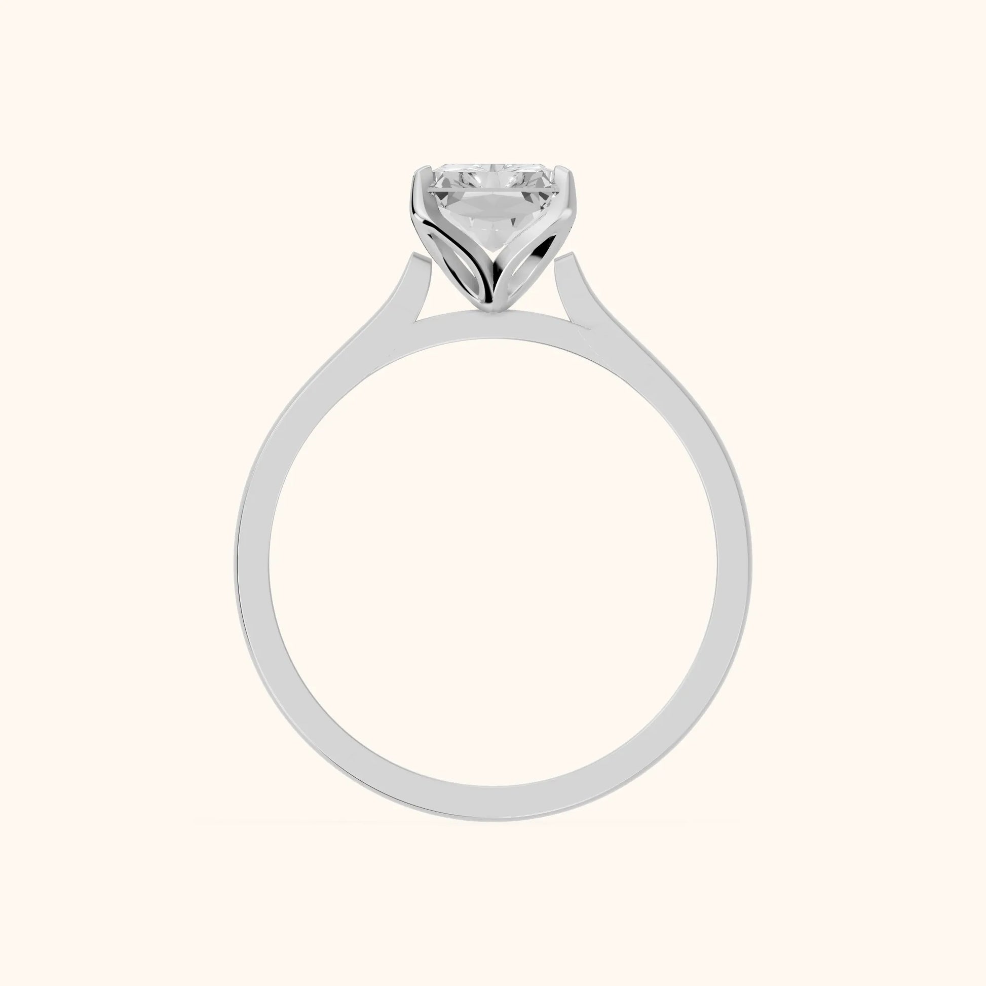 Isabella Bloom Solitaire Radiant Diamond Engagement Ring in Silver - FingerView