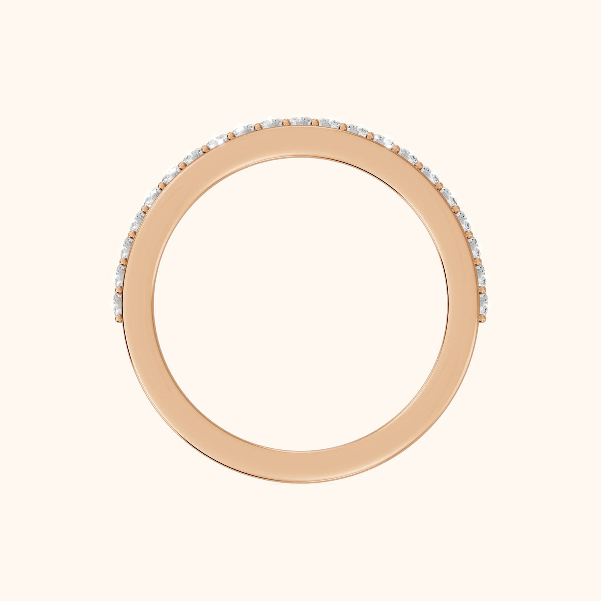 Tamara Micropavé Round Diamond Half Eternity Band in Rose Gold - FingerView