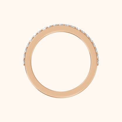 Tamara Micropavé Round Diamond Half Eternity Band in Rose Gold - FingerView