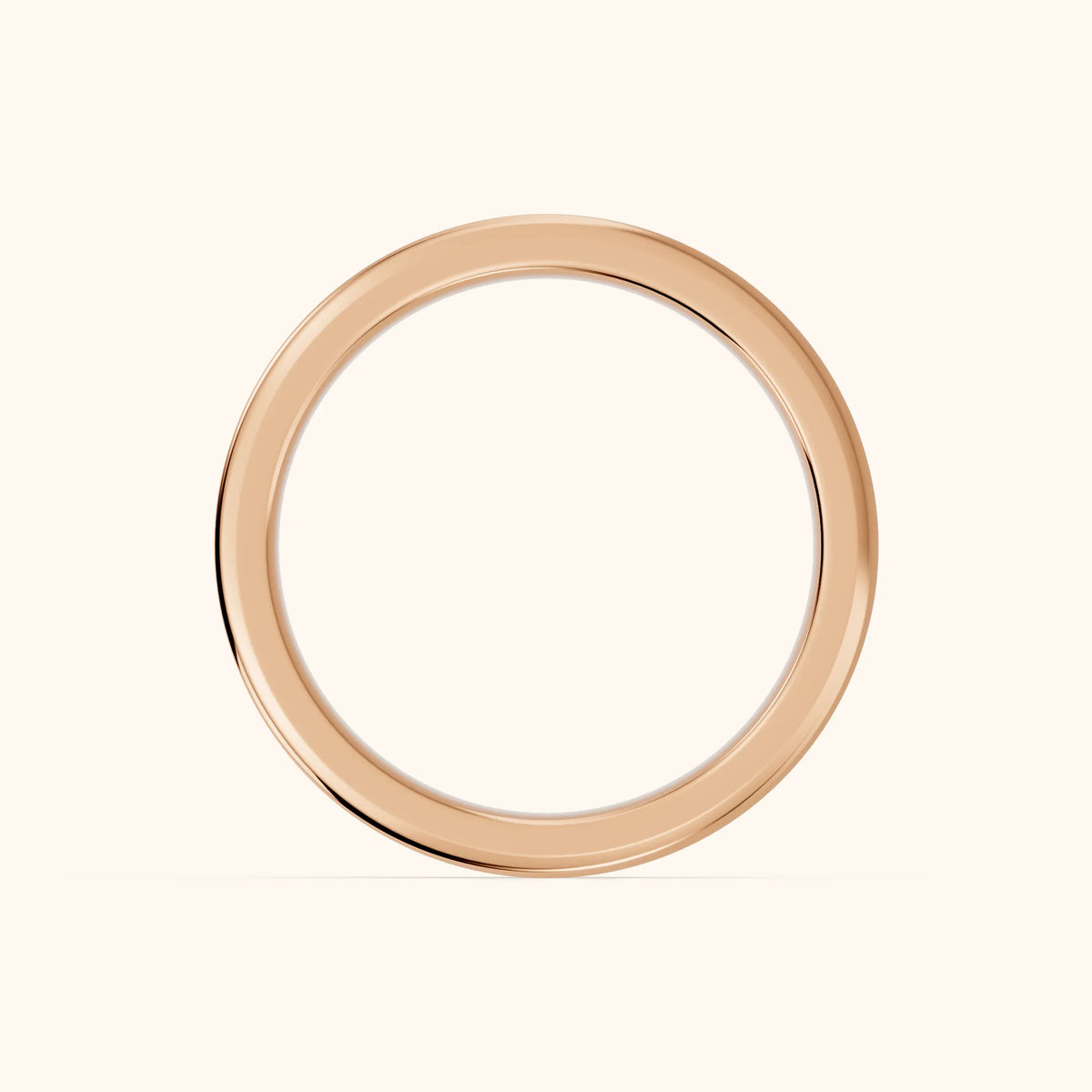 Anika Flat Beveled Wedding Band in Rose Gold - FingerView