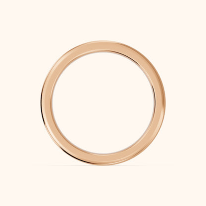 Anika Flat Beveled Wedding Band in Rose Gold - FingerView