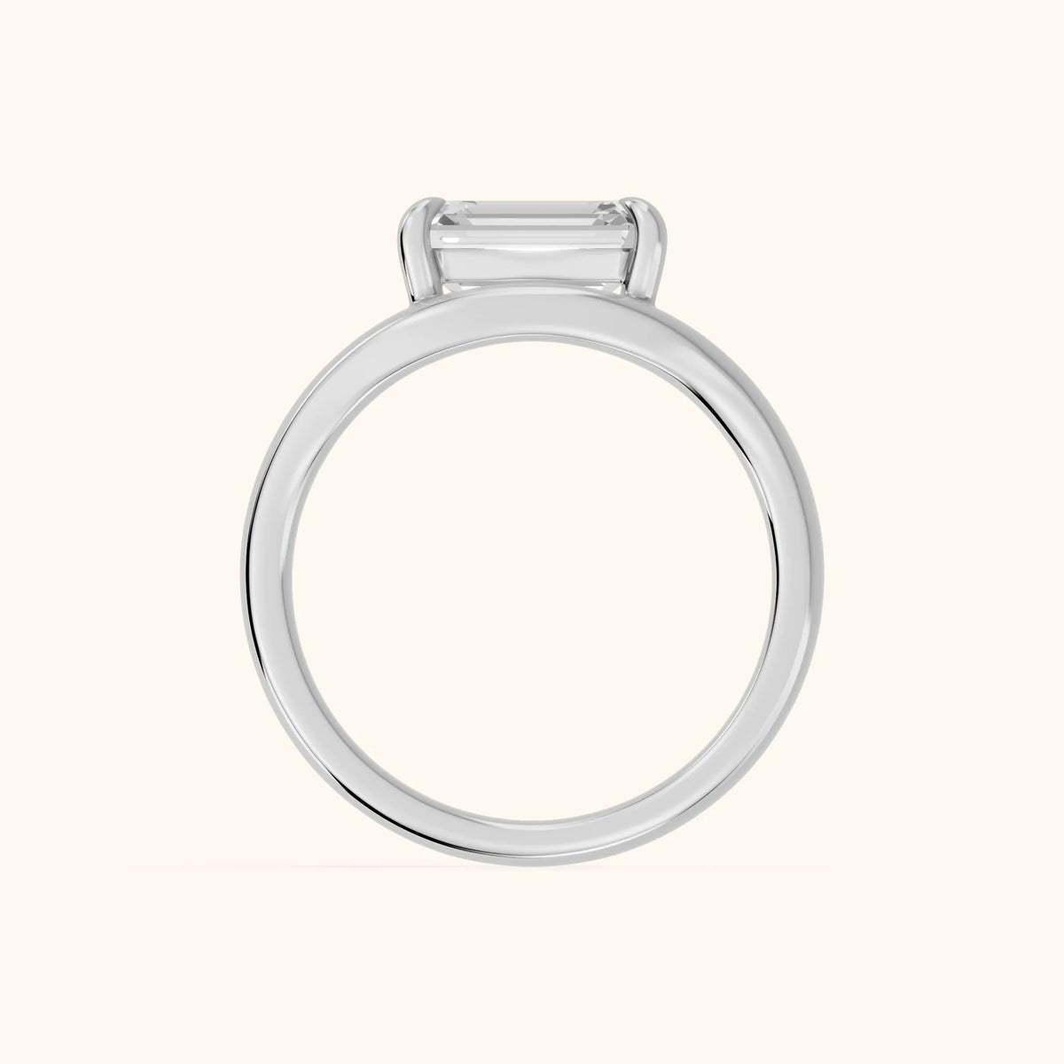 Madeleine Split Shank Emerald Diamond Engagement Ring in White Gold - FingerView.webp