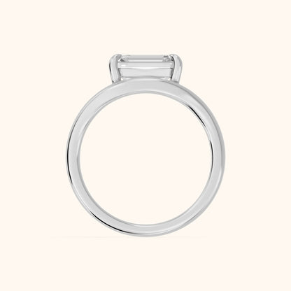 Madeleine Split Shank Emerald Diamond Engagement Ring in White Gold - FingerView.webp