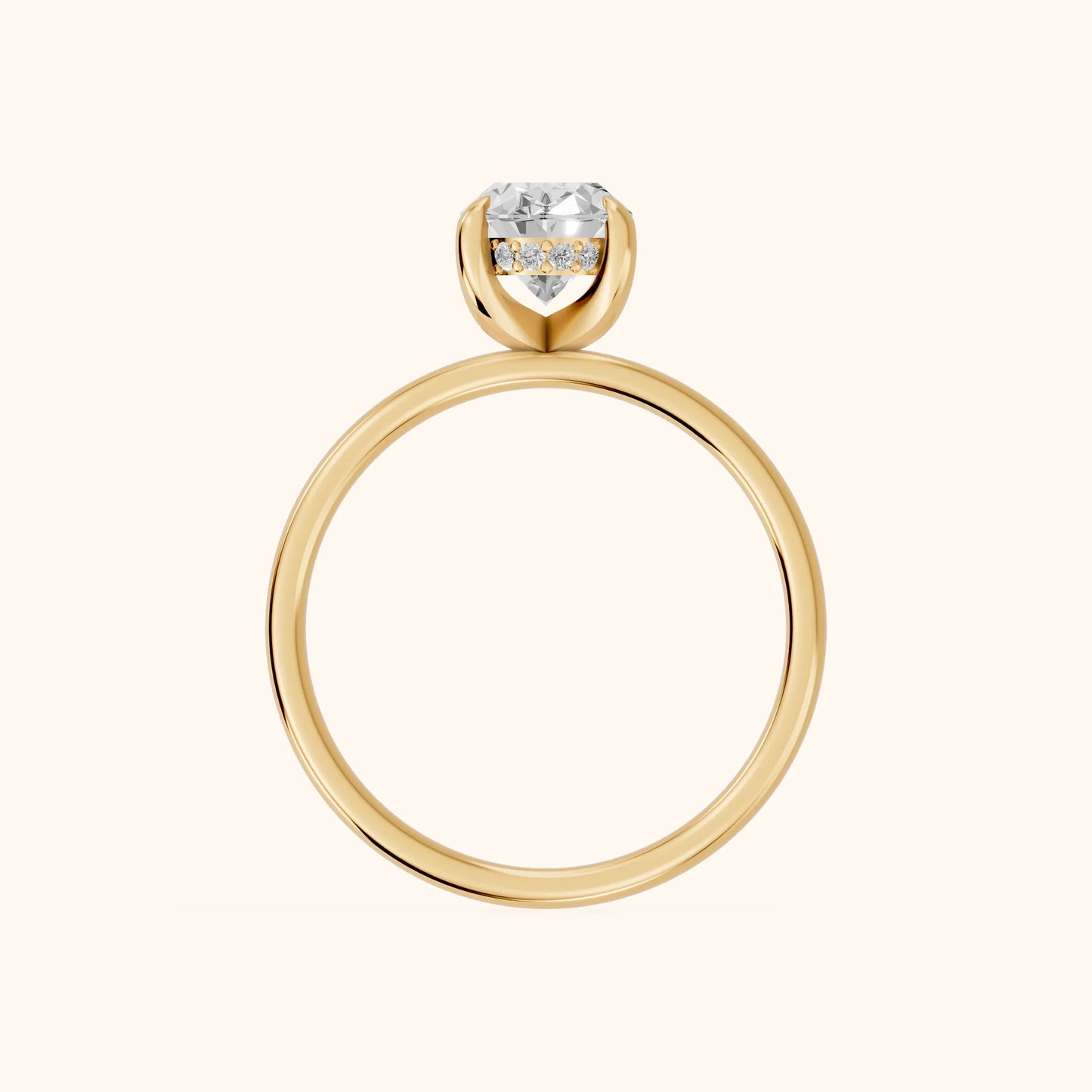 Charlotte Charm Solitaire Oval Diamond Engagement Ring in Yellow Gold - FingerView