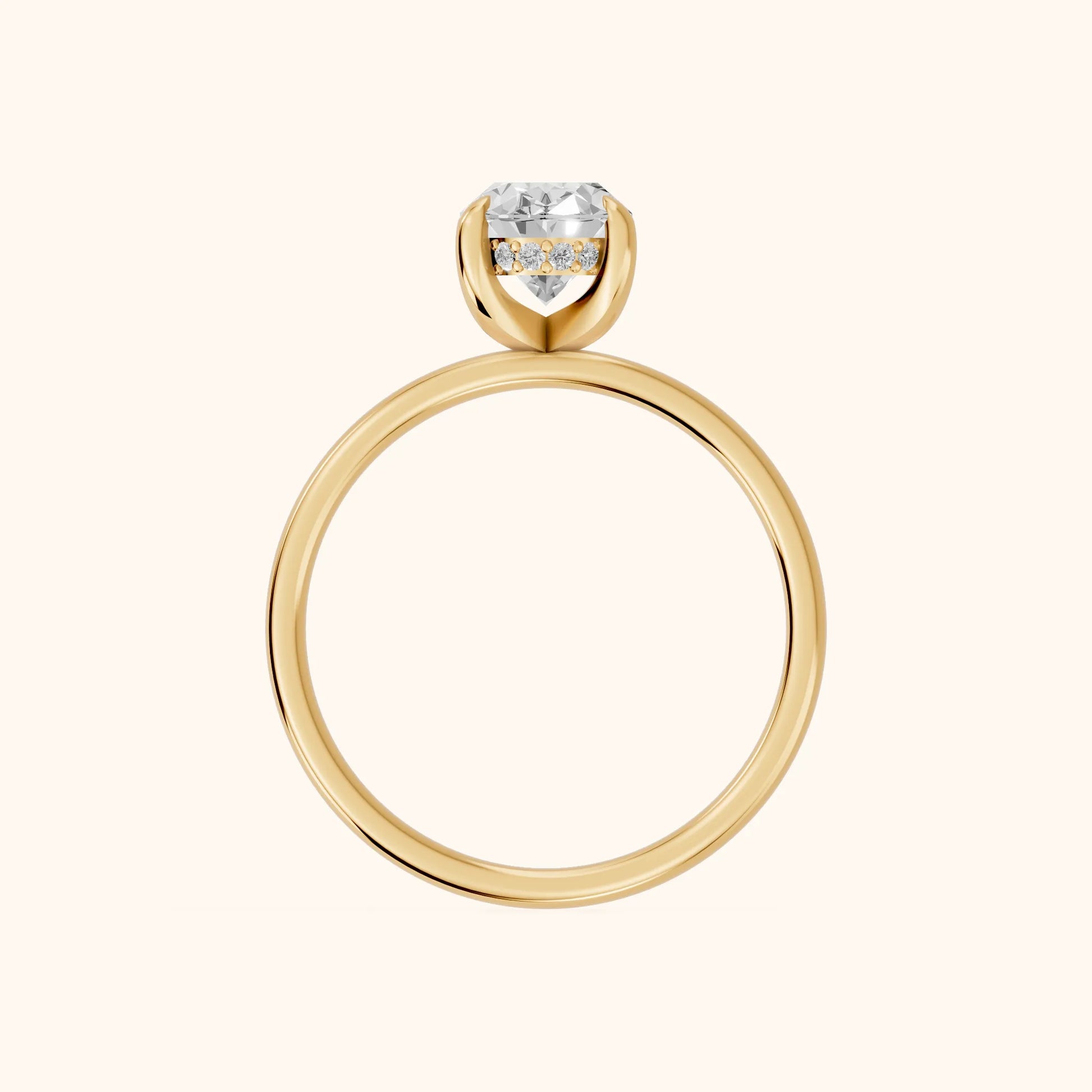 Charlotte Charm Solitaire Oval Diamond Engagement Ring in Yellow Gold - FingerView