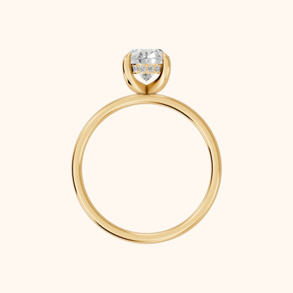 Charlotte Charm Solitaire Oval Diamond Engagement Ring in Yellow Gold - FingerView
