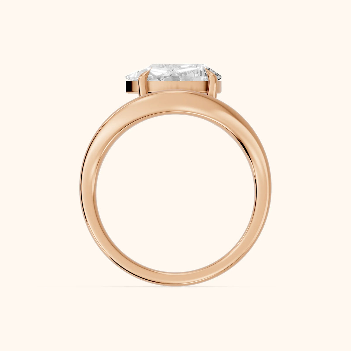 Katherine East-West Bypass Pear Diamond Engagement Ring in Rose Gold - FingerView.webp