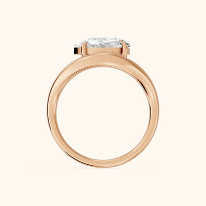 Katherine East-West Bypass Pear Diamond Engagement Ring in Rose Gold - FingerView.webp