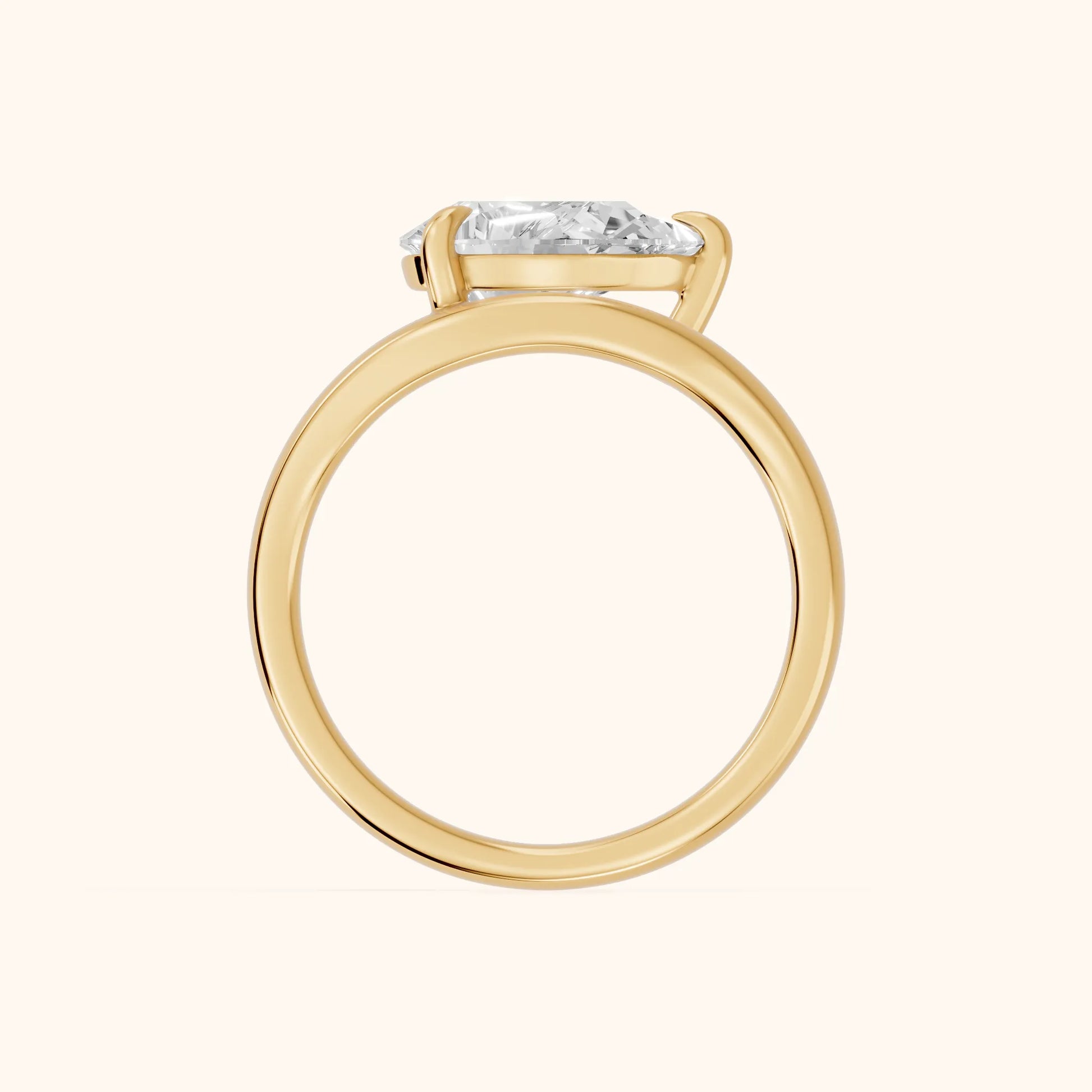 Seraphina Criss Cross Pear Diamond Engagement Ring in Yellow Gold - FingerView