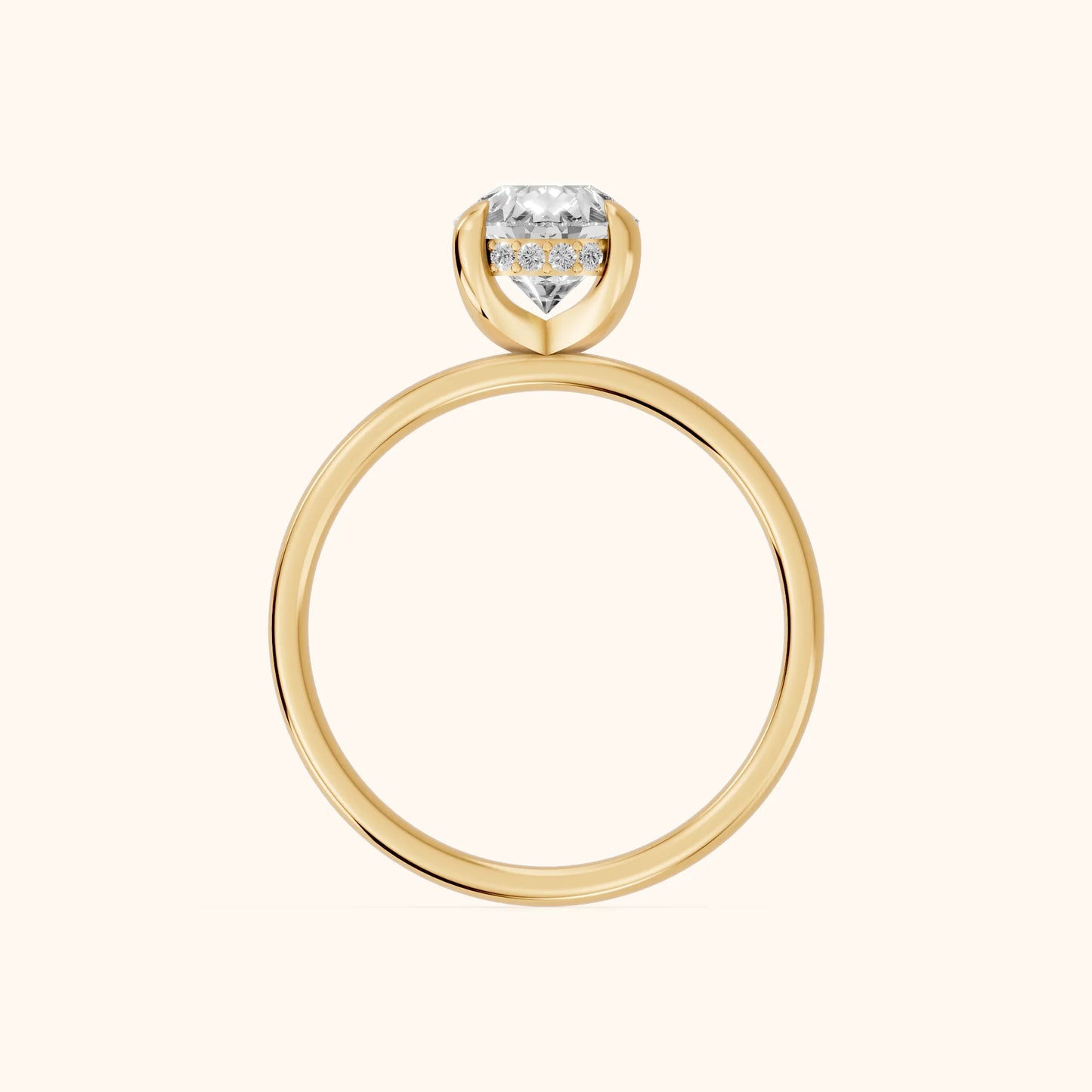 Charlotte Charm Solitaire Pear Diamond Engagement Ring in Yellow Gold - FingerView