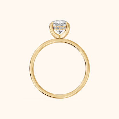 Charlotte Charm Solitaire Pear Diamond Engagement Ring in Yellow Gold - FingerView