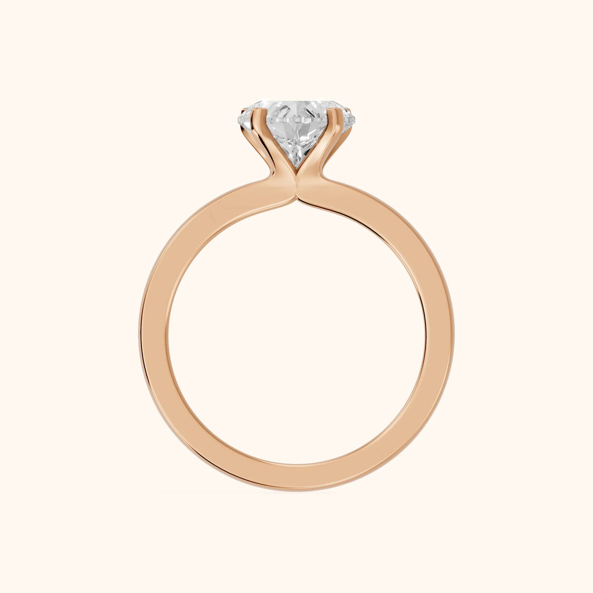 Matilda Cathedral Solitaire Heart Diamond Engagement Ring in Rose Gold - FingerView.webp