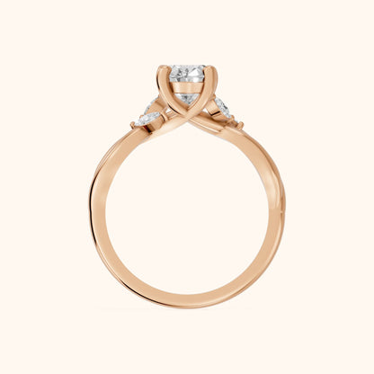 Luna Glow Twisted Oval Diamond Engagement Ring in Rose Gold - FingerView
