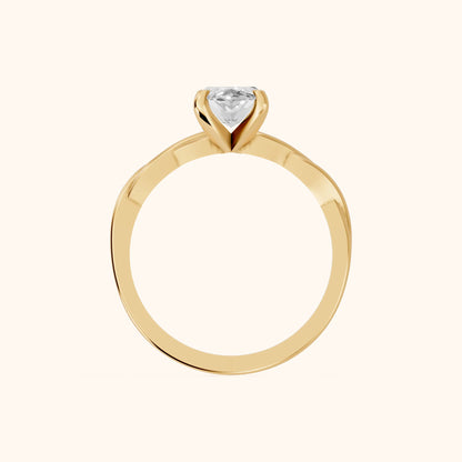 Iris Twist Marquise Diamond Engagement Ring in Yellow Gold - FingerView