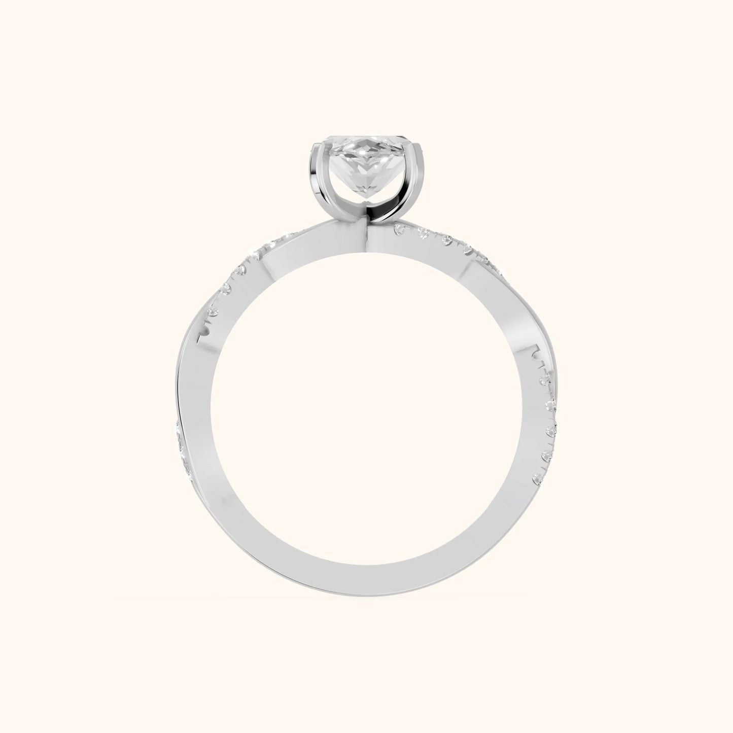 Twisted Side Stone Marquise Diamond Engagement Ring in Silver - FingerView