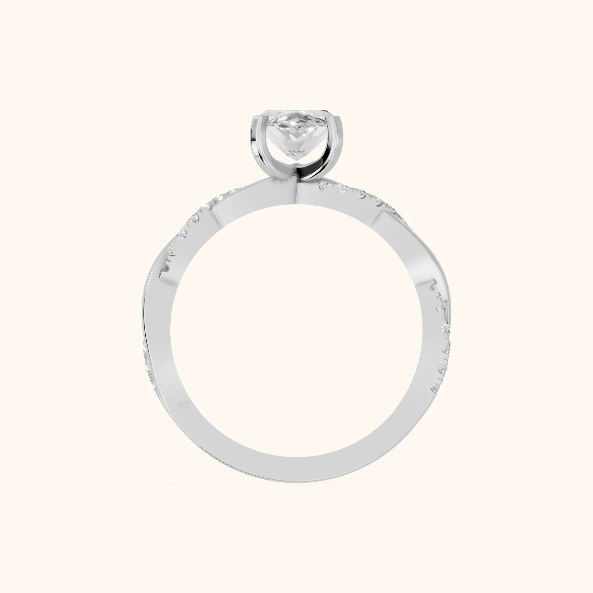 Twisted Side Stone Marquise Diamond Engagement Ring in Silver - FingerView