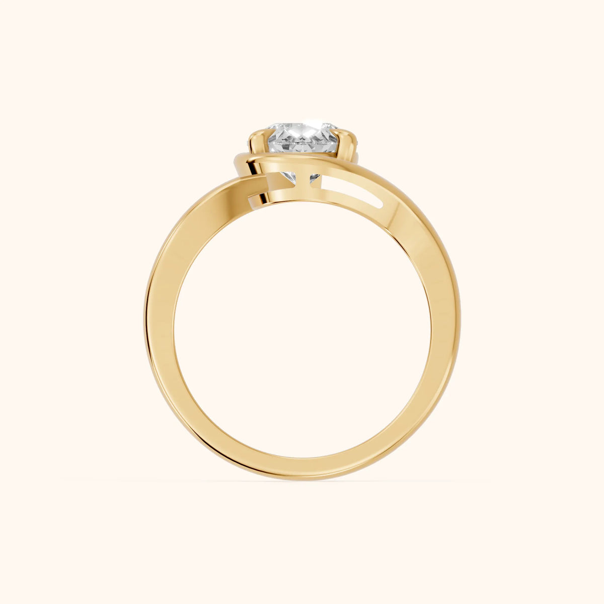 Margaux Bypass Solitaire Pear Diamond Engagement Ring in Yellow Gold - FingerView.webp