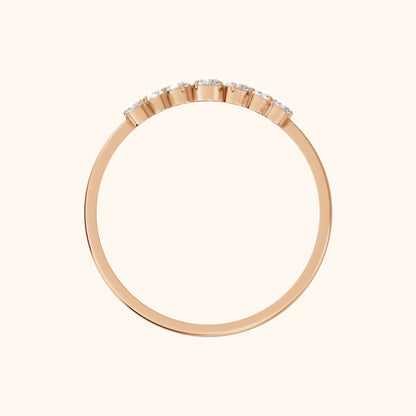 Lumi Curved Round Diamond Stackable Ring in Rose Gold - FingerView