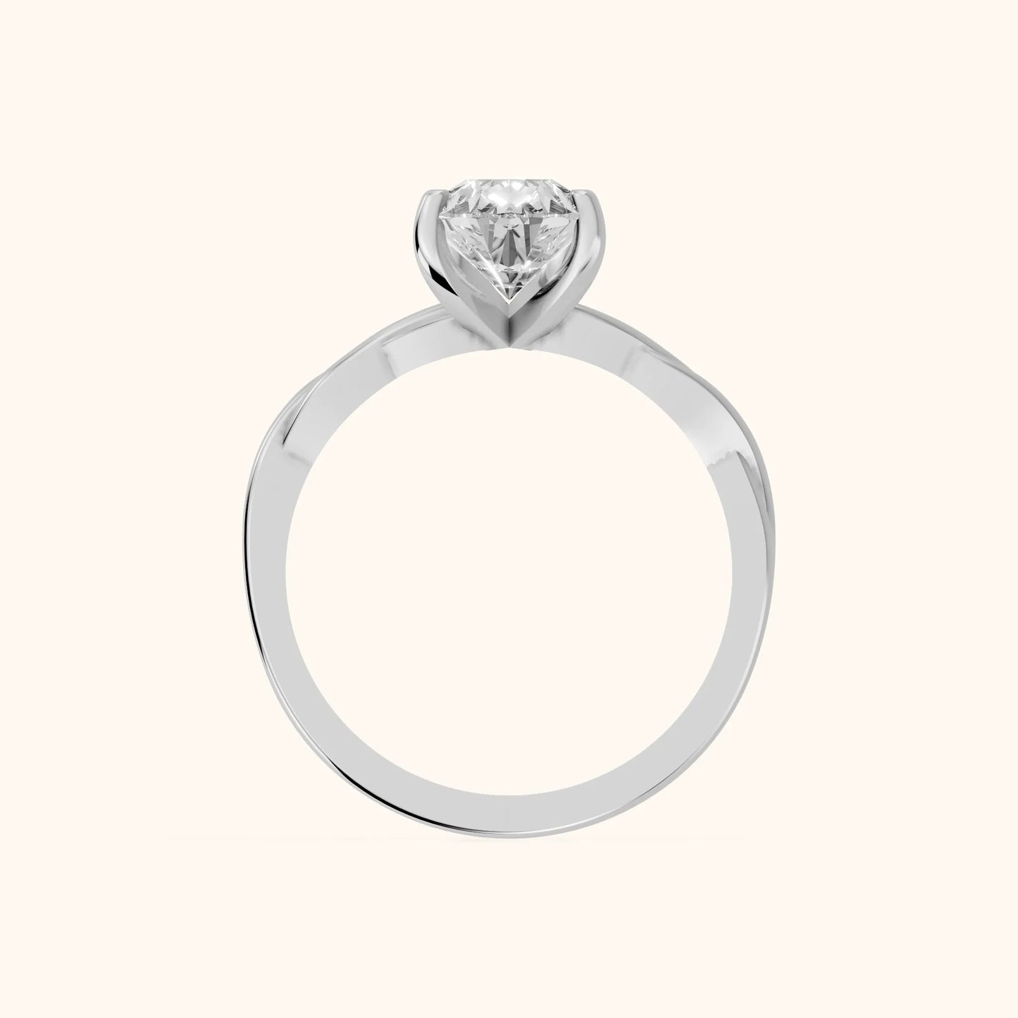 Iris Twist Pear Diamond Engagement Ring in Silver - FingerView