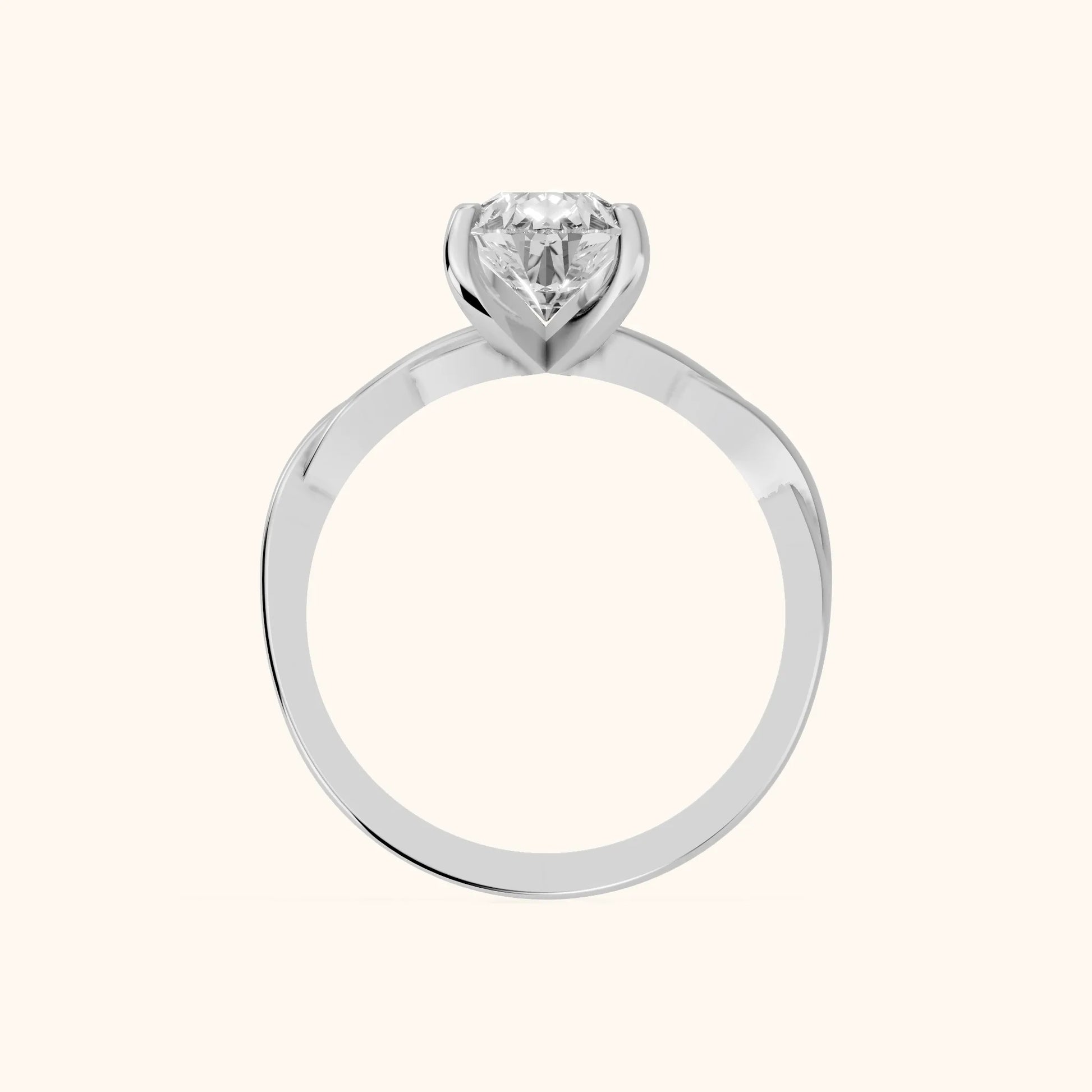 Iris Twist Pear Diamond Engagement Ring in Silver - FingerView