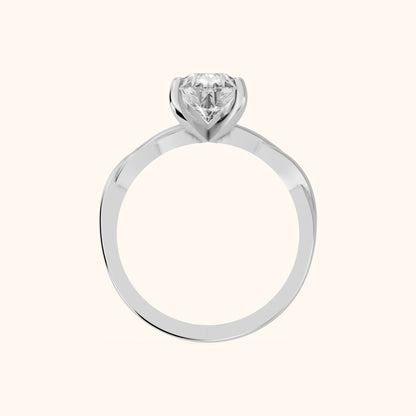 Iris Twist Pear Diamond Engagement Ring in Silver - FingerView