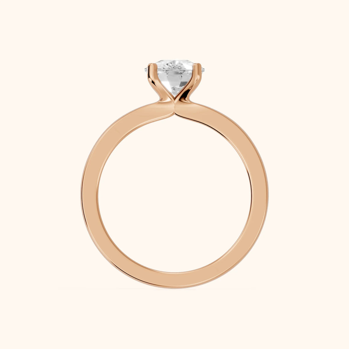 Matilda Cathedral Solitaire Cushion Diamond Engagement Ring in Rose Gold - FingerView.webp