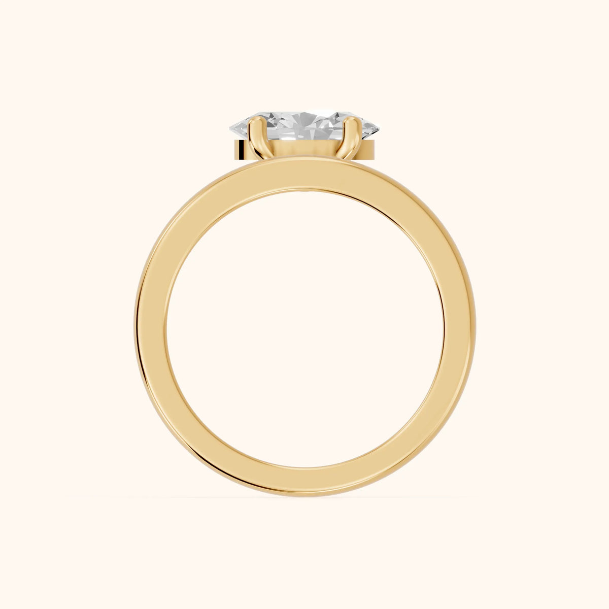 Maisie Four Prong Solitaire Oval Diamond Engagement Ring in Yellow Gold - FingerView.webp