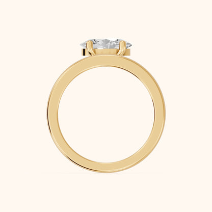Maisie Four Prong Solitaire Oval Diamond Engagement Ring in Yellow Gold - FingerView.webp