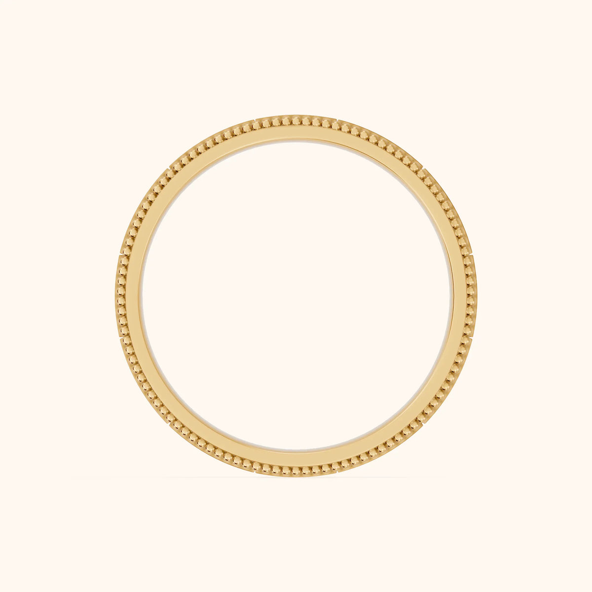 Sylvie Flat Milgrain Wedding Band in Yellow Gold - FingerView