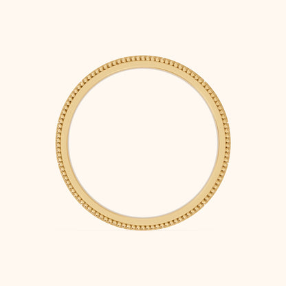 Sylvie Flat Milgrain Wedding Band in Yellow Gold - FingerView
