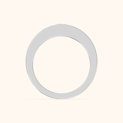Marika Bezel Round Diamond Wedding Band in White Gold - FingerView