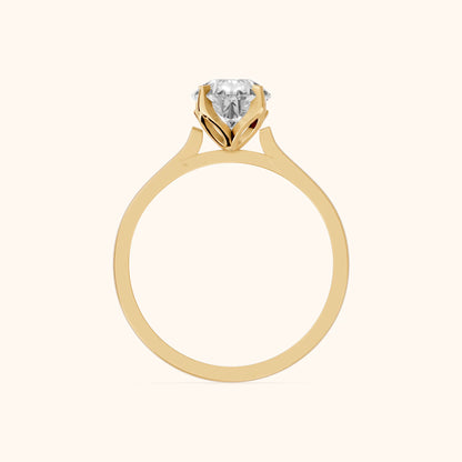 Isabella Bloom Solitaire Pear Diamond Engagement Ring in Yellow Gold - FingerView