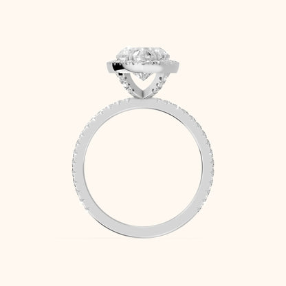 Rosemary Halo Pavé Heart Diamond Engagement Ring in Silver - FingerView.webp