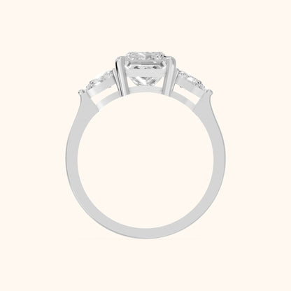 Grace Three Stone Princess Diamond Engagement Ring in Platinum - FingerView