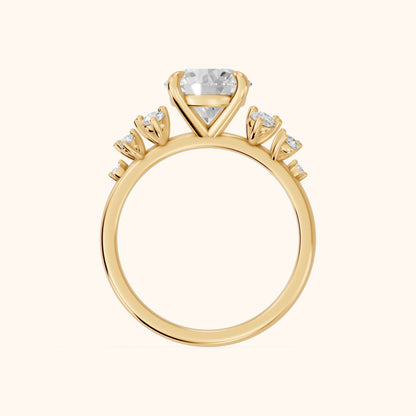 Evelina Bloom Round Diamond Engagement Ring in Yellow Gold - FingerView