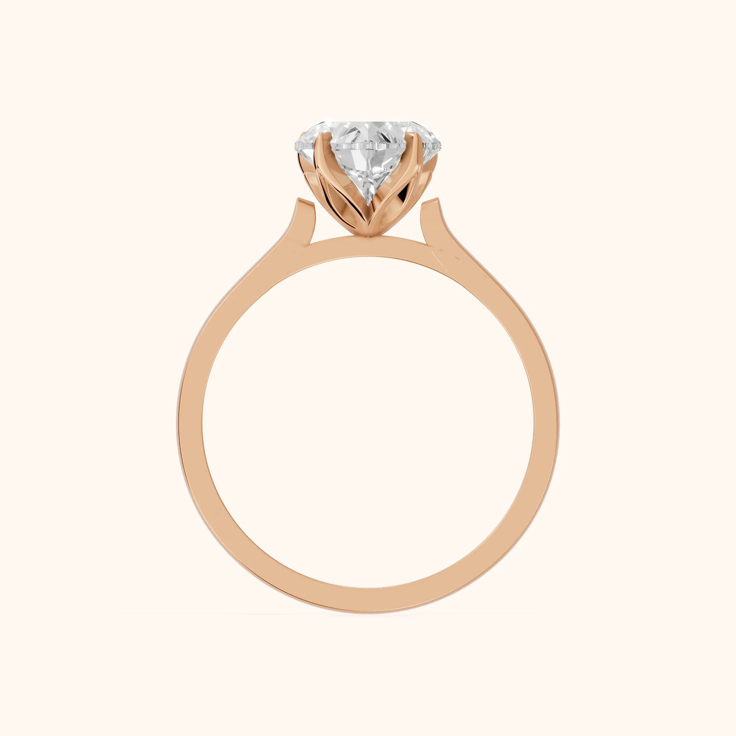 Isabella Bloom Solitaire Heart Diamond Engagement Ring in Rose Gold - FingerView