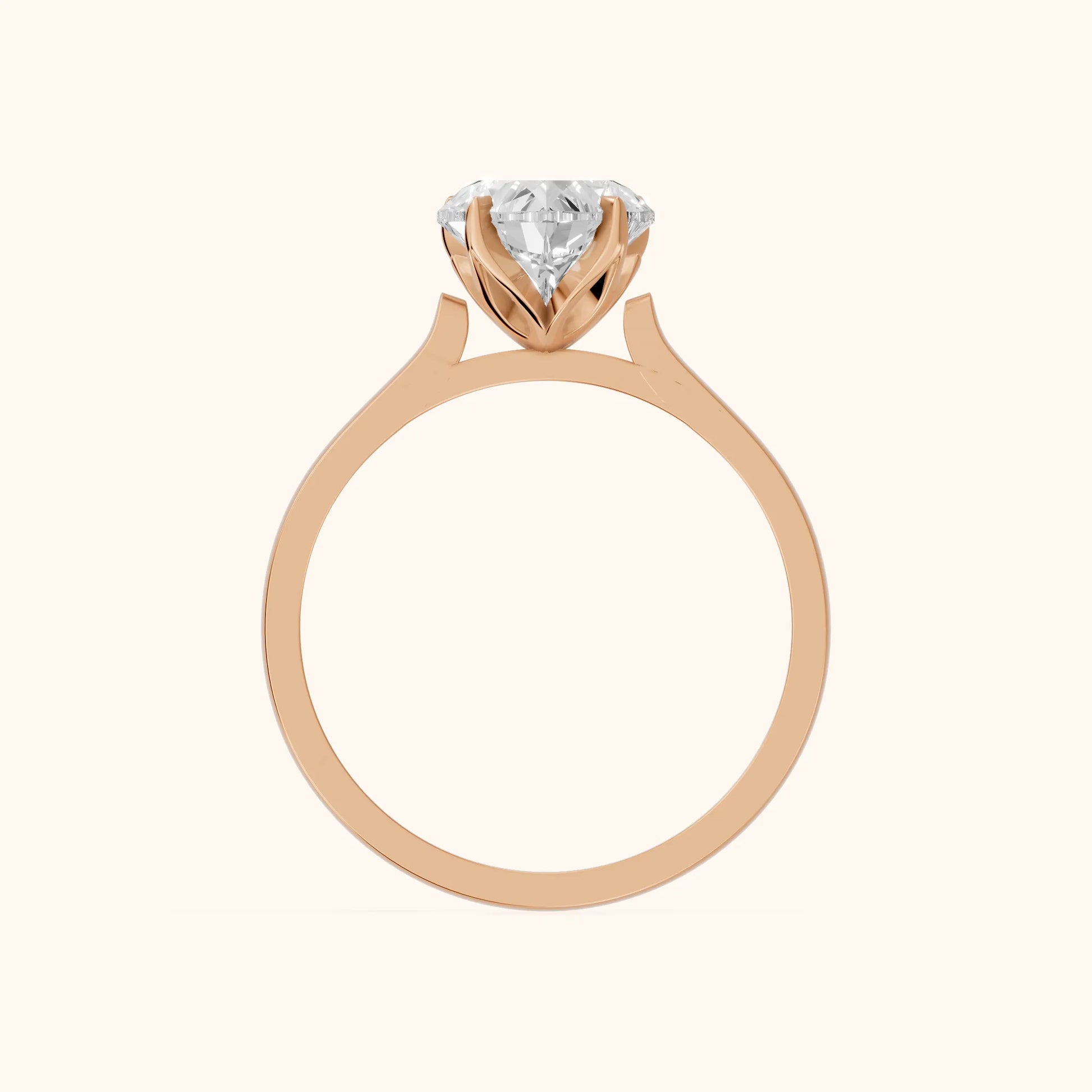 Isabella Bloom Solitaire Heart Diamond Engagement Ring in Rose Gold - FingerView