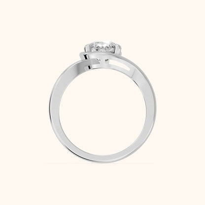 Tabitha Bypass Partial Bezel Pear Diamond Engagement Ring in White Gold - FingerView.webp